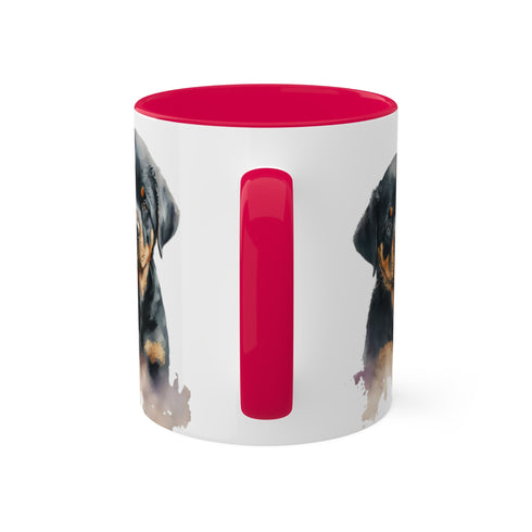 Rottweiler Pupies - Color Accent Mugs, 11oz
